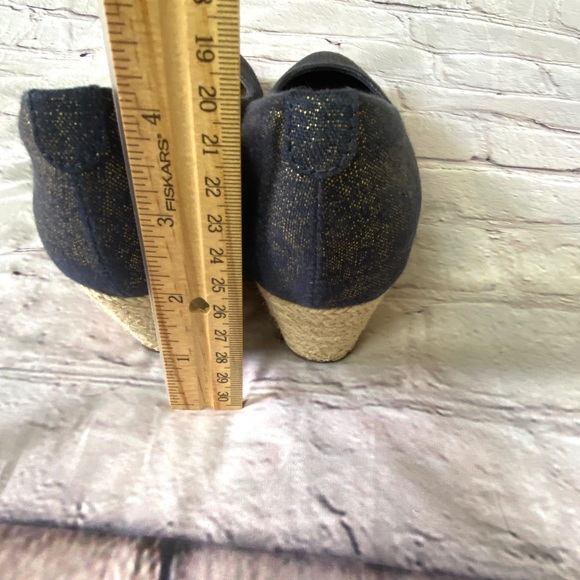 Clarks Mallory Luna Navy Metallic Espadrille Wedges - Picture 10 of 13